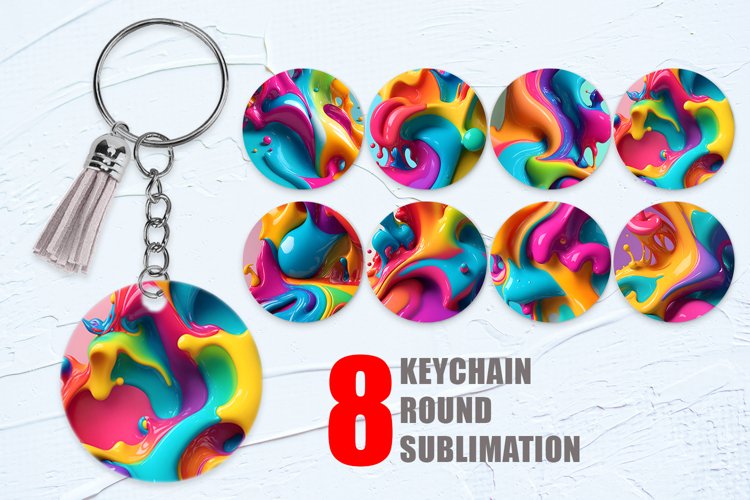 3D Liquid Colorful Keychain | Keyring example image 1