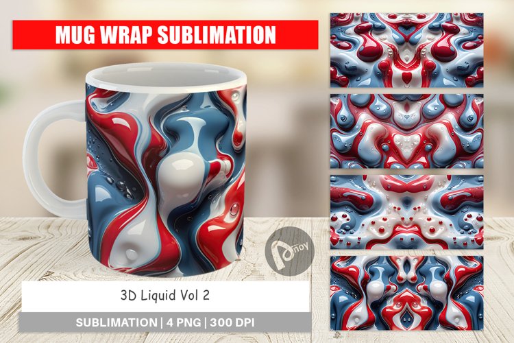 Mug Wrap Design 3D Liquid