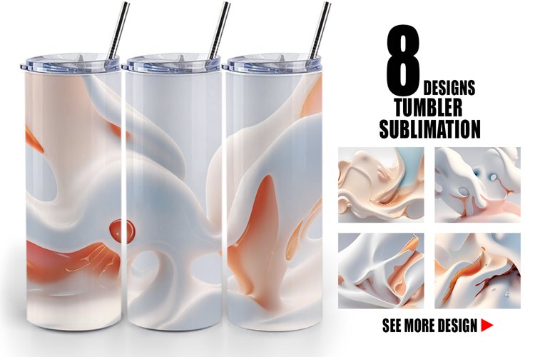3D Liquids Cream Color | Tumbler Sublimation Wrap