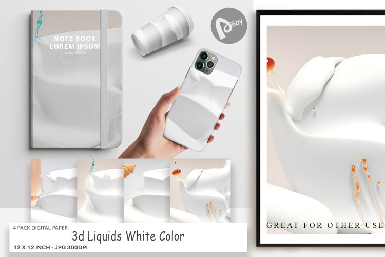 Digital Paper 3d Liquids White Color
