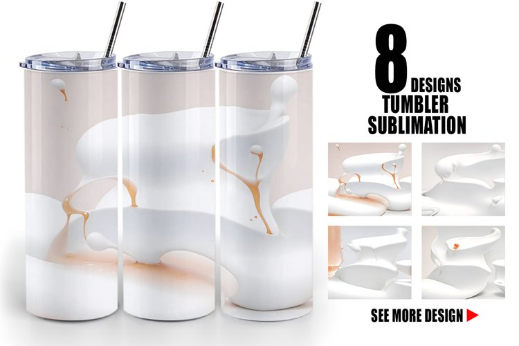 3d Liquids White Color | Tumbler Sublimation Wrap