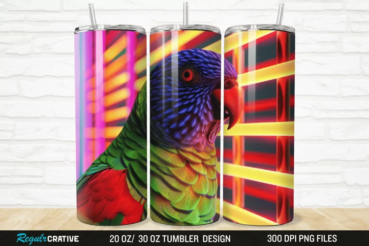 3D Lorikeet Parrot 20/30oz Skinny Tumbler