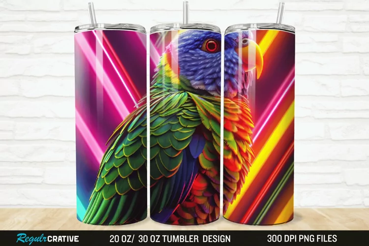 3D Lorikeet Parrot 20/30oz Skinny Tumbler