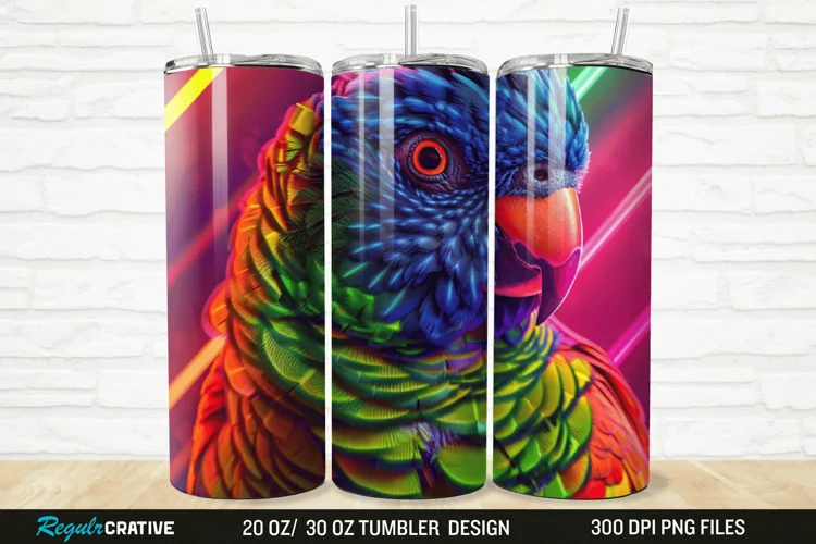 3D Lorikeet Parrot 20/30oz Skinny Tumbler