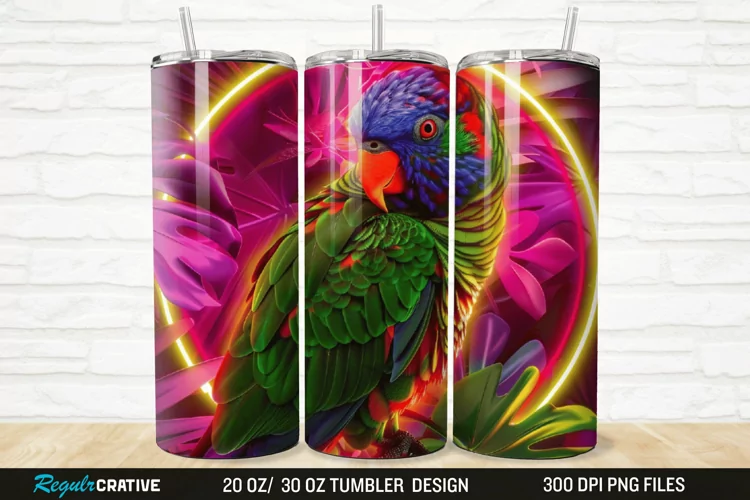 3D Lorikeet Parrot 20/30oz Skinny Tumbler