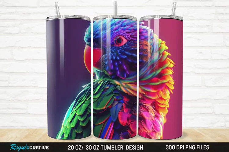 3D Lorikeet Parrot 20/30oz Skinny Tumbler