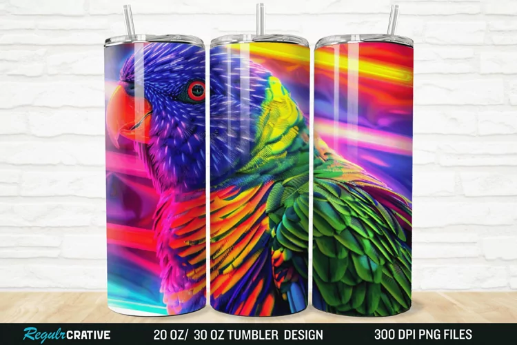 3D Lorikeet Parrot 20/30oz Skinny Tumbler