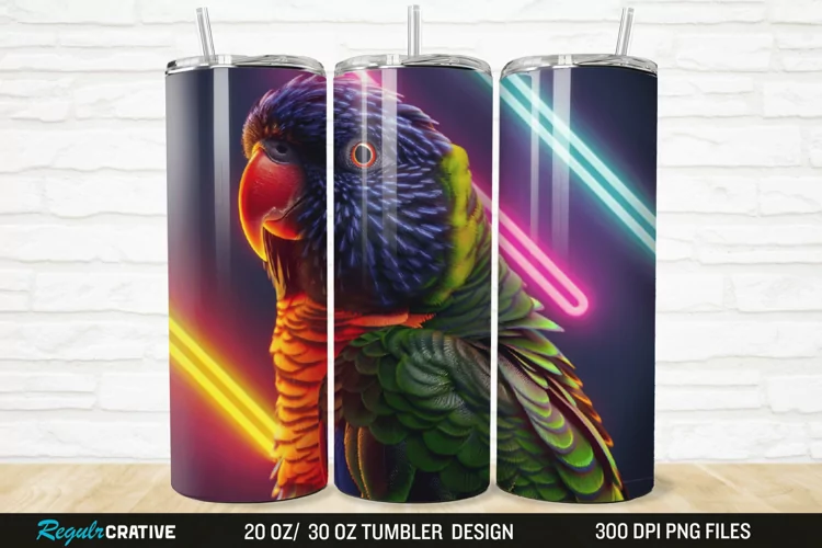 3D Lorikeet Parrot 20/30oz Skinny Tumbler