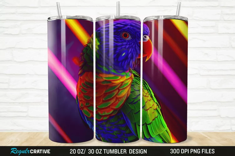 3D Lorikeet Parrot 20/30oz Skinny Tumbler