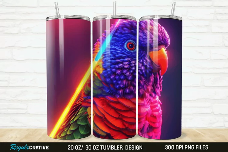 3D Lorikeet Parrot 20/30oz Skinny Tumbler