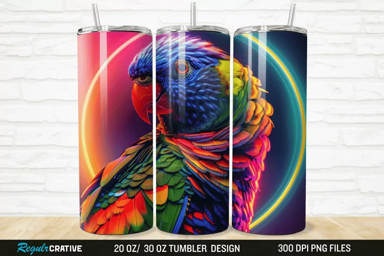 3D Lorikeet Parrot 20/30oz Skinny Tumbler