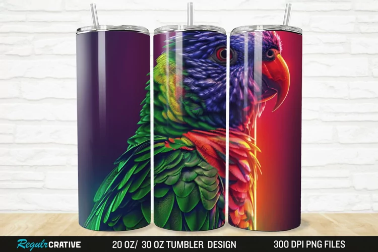 3D Lorikeet Parrot 20/30oz Skinny Tumbler