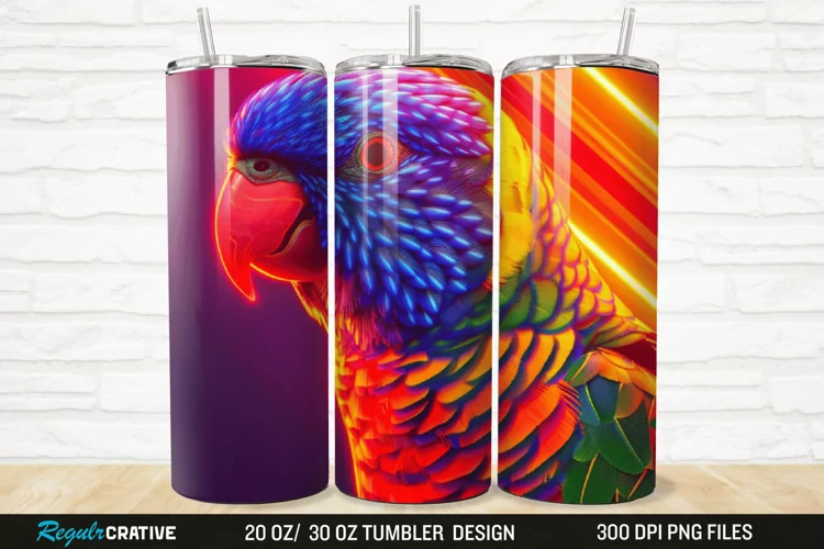 3D Lorikeet Parrot 20/30oz Skinny Tumbler