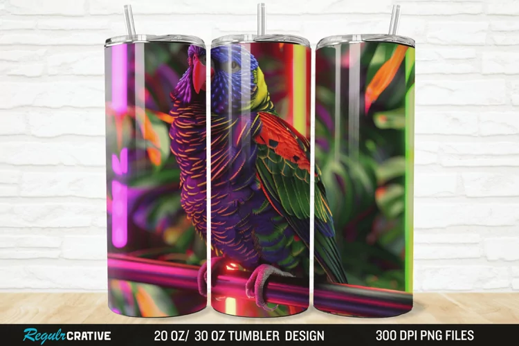3D Lorikeet Parrot 20/30oz Skinny Tumbler