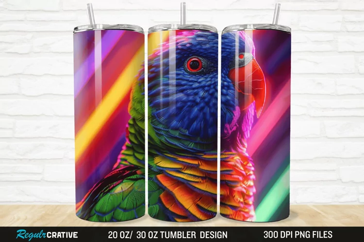 3D Lorikeet Parrot 20/30oz Skinny Tumbler