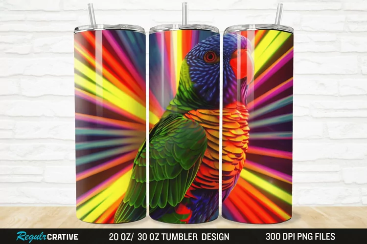 3D Lorikeet Parrot 20/30oz Skinny Tumbler