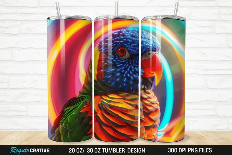 3D Lorikeet Parrot 20/30oz Skinny Tumbler