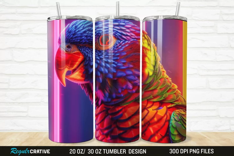 3D Lorikeet Parrot 20/30oz Skinny Tumbler