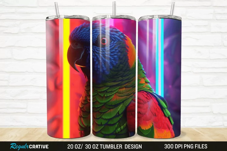 3D Lorikeet Parrot 20/30oz Skinny Tumbler