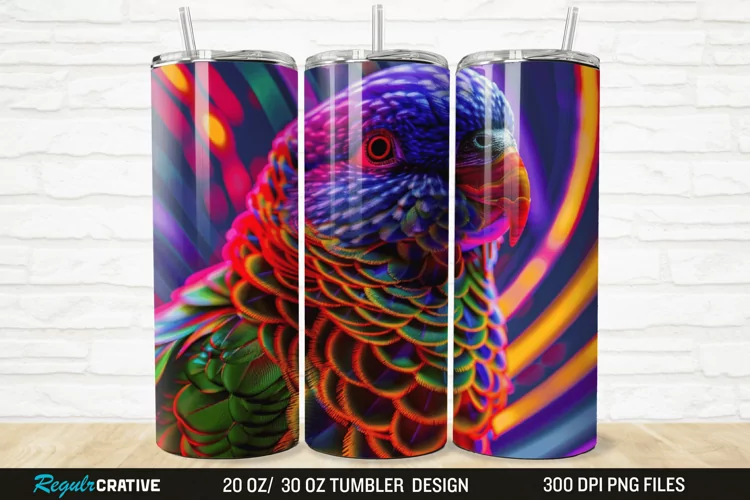 3D Lorikeet Parrot 20/30oz Skinny Tumbler