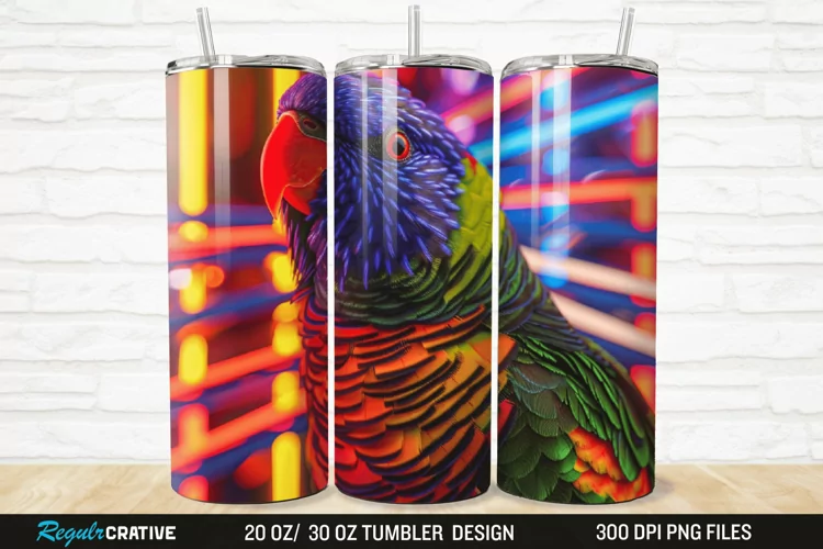 3D Lorikeet Parrot 20/30oz Skinny Tumbler