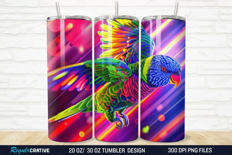 3D Lorikeet Parrot 20/30oz Skinny Tumbler