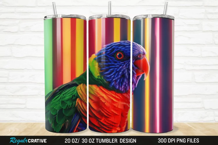 3D Lorikeet Parrot 20/30oz Skinny Tumbler