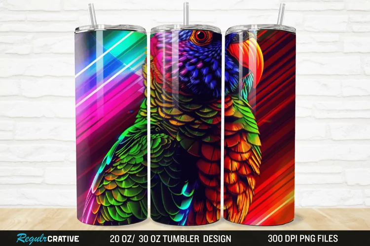 3D Lorikeet Parrot 20/30oz Skinny Tumbler