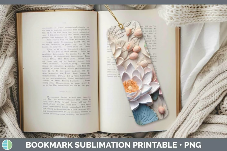 3D Lotus Bookmark Sublimation Printable Designs