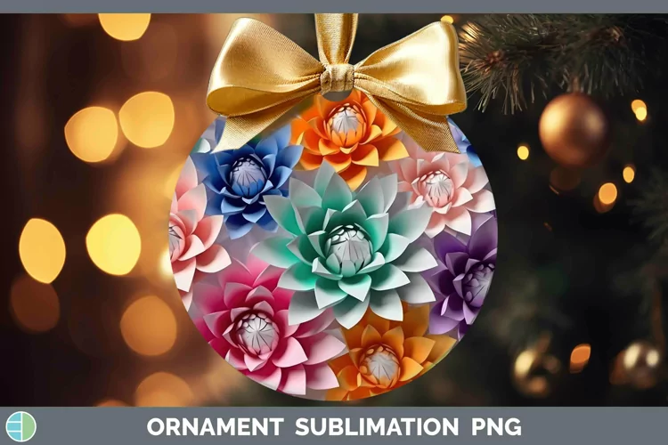 3D Lotus Ornament | Sublimation Bauble Designs
