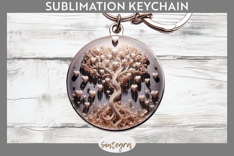 3D Love Tree v1 Round Keychain Sublimation