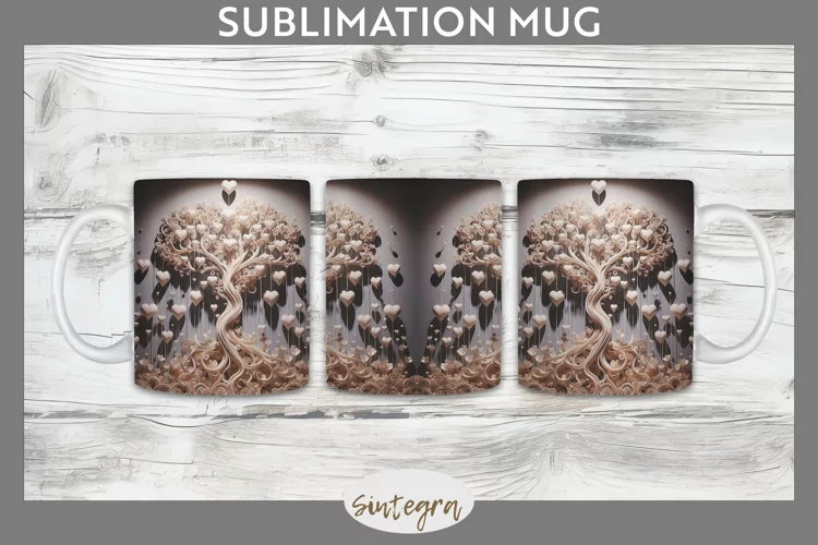 3D Love Tree v1 Mug Wrap Sublimation