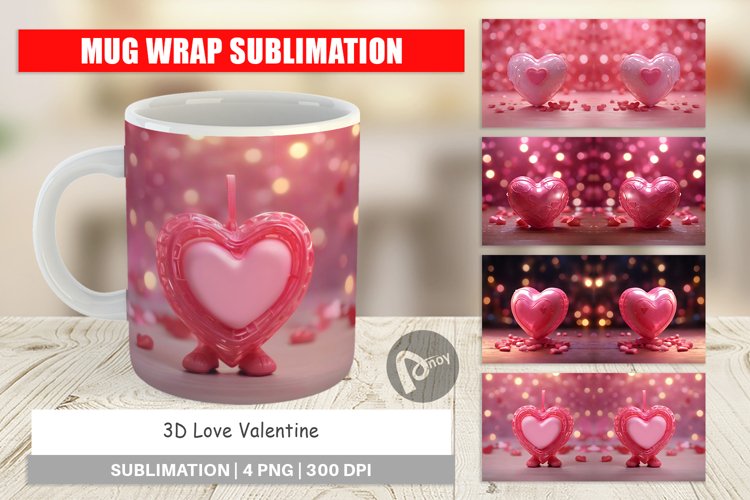 Mug sublimation design 3D Love Valentine example image 1