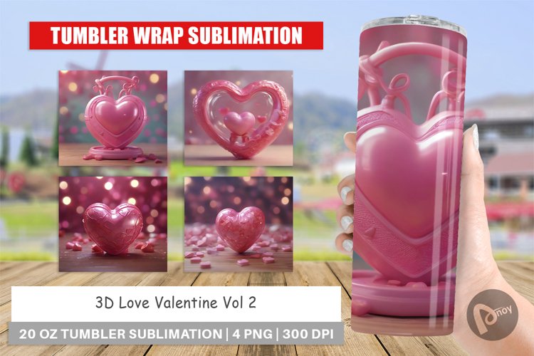 Tumbler Sublimation Wrap 3D Love Valentine