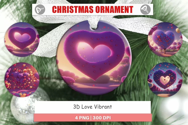 Christmas Ornaments 3D Love Vibrant