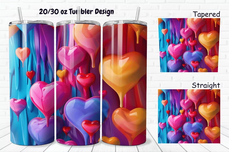 3D Love Vibrant 20/30oz Skinny Tumbler
