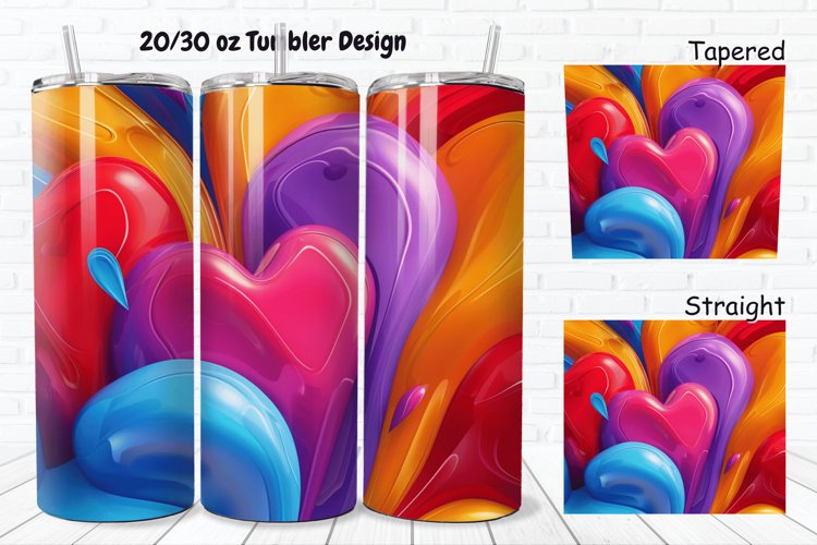 3D Love Vibrant 20/30oz Skinny Tumbler