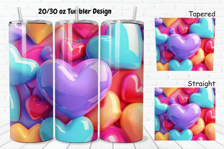 3D Love Vibrant 20/30oz Skinny Tumbler