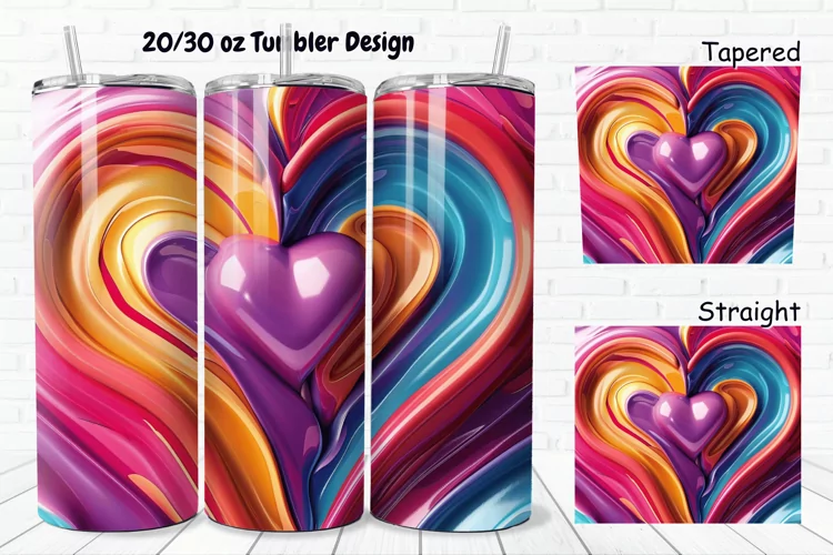 3D Love Vibrant 20/30oz Skinny Tumbler