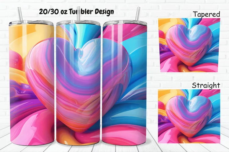 3D Love Vibrant 20/30oz Skinny Tumbler