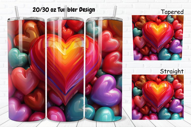 3D Love Vibrant 20/30oz Skinny Tumbler example image 1