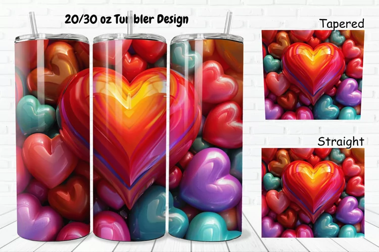 3D Love Vibrant 20/30oz Skinny Tumbler