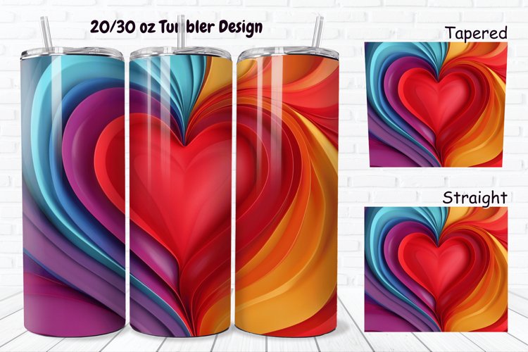 3D Love Vibrant 20/30oz Skinny Tumbler example image 1