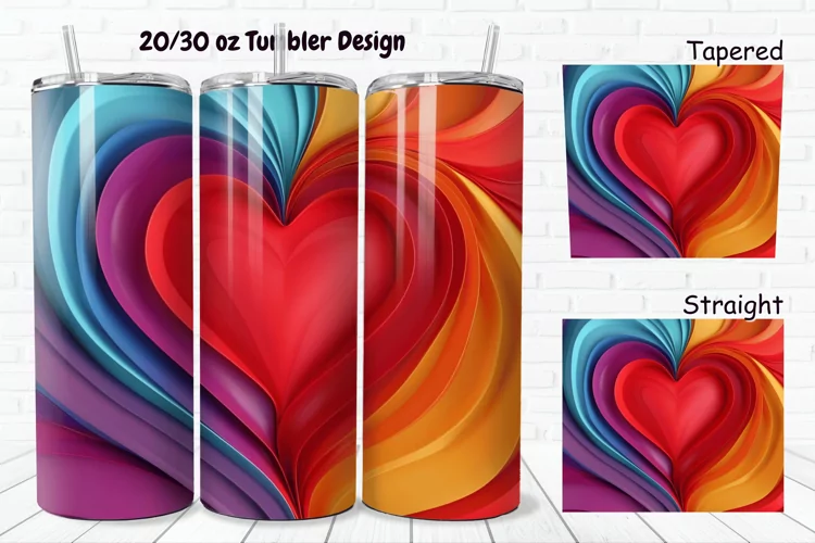 3D Love Vibrant 20/30oz Skinny Tumbler