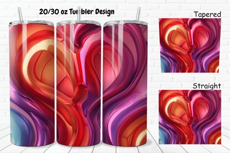 3D Love Vibrant 20/30oz Skinny Tumbler