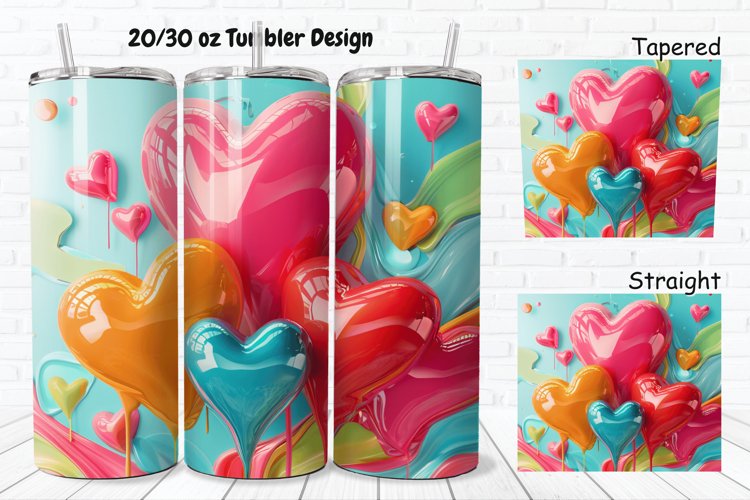 3D Love Vibrant 20/30oz Skinny Tumbler example image 1