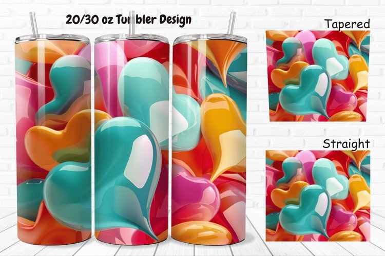 3D Love Vibrant 20/30oz Skinny Tumbler