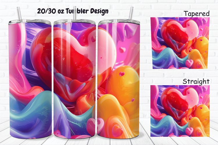 3D Love Vibrant 20/30oz Skinny Tumbler example image 1