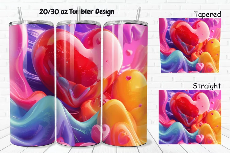 3D Love Vibrant 20/30oz Skinny Tumbler