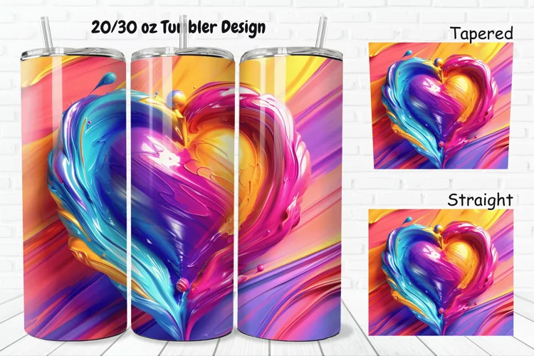 3D Love Vibrant 20/30oz Skinny Tumbler